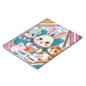 かわいいウサギ＆ネコのノートブック – 編集可能な名前 ノートブック (左側)