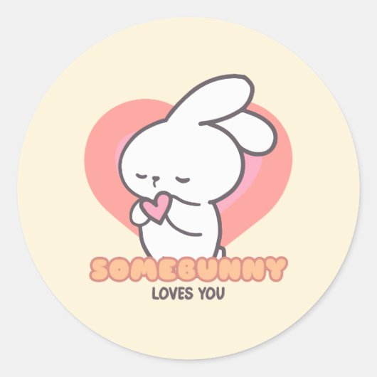 かわいいウサギ:バニーの中には君が大好き ラウンドシール (正面)