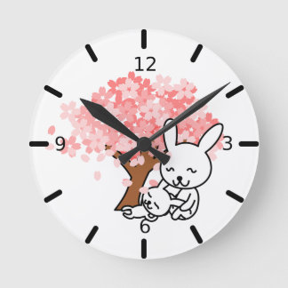 かわいいウサギ – ラウンド壁時計