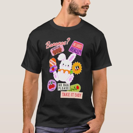 かわいいウサギ リラックス クール Tシャツ (正面)