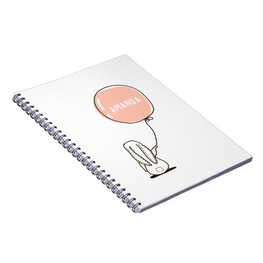 かわいいウサギ。子供向けの面白いうさぎの動物と風船 ノートブック (右側)