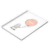 かわいいウサギ。子供向けの面白いうさぎの動物と風船 ノートブック (左側)