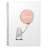 かわいいウサギ。子供向けの面白いうさぎの動物と風船 ノートブック (正面)