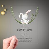 かわいいウサギ 性別問わず 赤ちゃんのお祝い アクリル招待状