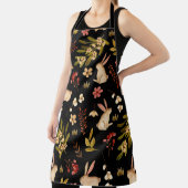 かわいいウサギ：水彩手描き模様 エプロン (インサイチュ)