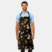 かわいいウサギ：水彩手描き模様 エプロン (着用した状態)