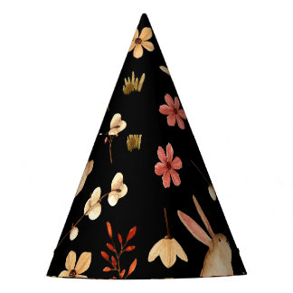 かわいいウサギ：水彩手描き模様 パーティーハット