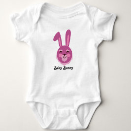 かわいいウサギ 色とテキストを変更できます ベビーボディスーツ