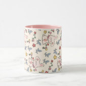 かわいいウサギ、花葉やり マグカップ (中央)