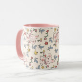 かわいいウサギ、花葉やり マグカップ (正面左)