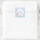 かわいいウサギ 青い 誕生日パーティー スクエアシール (バッグ)