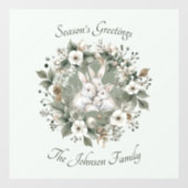 かわいいウサギinフローラ冬リース ウィンドウサイン (シート)