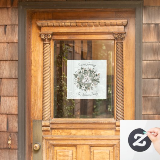 かわいいウサギinフローラ冬リース ウィンドウサイン (ホームデコレーション)