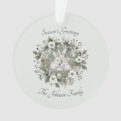 かわいいウサギinフローラ冬リース オーナメント (正面)