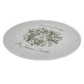 かわいいウサギinフローラ冬リース カッティングボード (角)