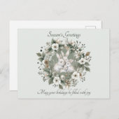 かわいいウサギinフローラ冬リース シーズンポストカード (正面/裏面)