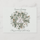 かわいいウサギinフローラ冬リース シーズンポストカード (正面)