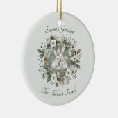 かわいいウサギinフローラ冬リース セラミックオーナメント (右)