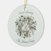 かわいいウサギinフローラ冬リース セラミックオーナメント (左)