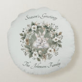 かわいいウサギinフローラ冬リース ラウンドクッション (裏面)