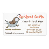 かわいいウズラの卵の漫画イラストレーション卵カートン ラベル (正面)