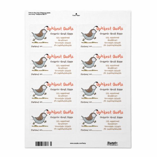 かわいいウズラの卵の漫画イラストレーション卵カートン ラベル (フルシート)