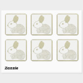 かわいいウッドカットバニー スクエアシール (シート)