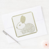 かわいいウッドカットバニー スクエアシール (封筒)