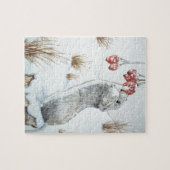 かわいいウッドマウス冬の雪のシーン ジグソーパズル (横)