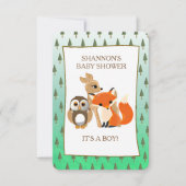 かわいいウッドランズアニマルキツネベビーシャワー招待状 招待状 (正面)