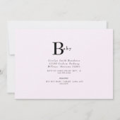 かわいいウッドランドうさぎピンク赤ちゃんシャワー 招待状 (裏面)