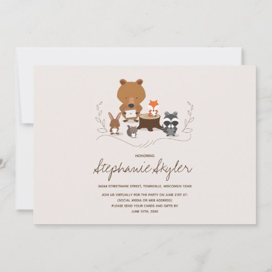 かわいいウッドランドの動物たちの通販で赤ちゃんシャワー 招待状