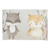 かわいいウッドランドの動物たちアライグマとフクロウ 枕カバー (正面)