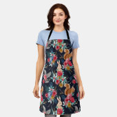 かわいいウッドランドの動物たちプリントエプロン エプロン (着用した状態)