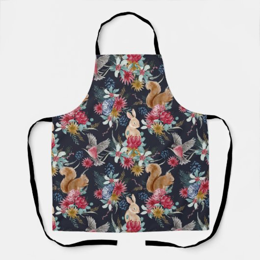 かわいいウッドランドの動物たちプリントエプロン エプロン (正面)