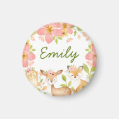 かわいいウッドランドの動物のパーソナライズされたフローラ マグネット (正面)