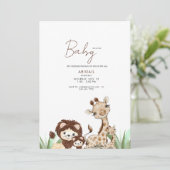 かわいいウッドランドの動物の茶色と白の赤ちゃんシャワー 招待状 (スタンド正面)