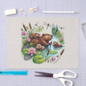 かわいいウッドランドの動物はビーバーを切り離す 薄葉紙 (クラフト)