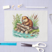 かわいいウッドランドの動物はビーバーを切り離す 薄葉紙 (クラフト)