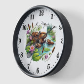 かわいいウッドランドの動物ビーバー愛好家 壁時計 (傾斜)