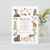 かわいいウッドランドの動物男女兼用の赤ちゃんシャワー サンキューカード (スタンド正面)