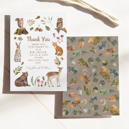 かわいいウッドランドの動物男女兼用の赤ちゃんシャワー サンキューカード