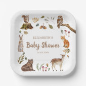 かわいいウッドランドの動物男女兼用の赤ちゃんシャワー ペーパープレート (正面)