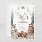 かわいいウッドランドの動物男女兼用の赤ちゃんシャワー 招待状 (正面)