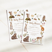 かわいいウッドランドの動物男女兼用の赤ちゃんシャワー 招待状