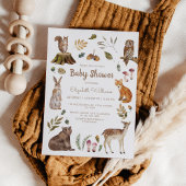 かわいいウッドランドの動物男女兼用の赤ちゃんシャワー 招待状