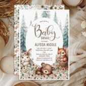 かわいいウッドランドの動物男女兼用の赤ちゃんシャワー 招待状