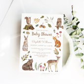 かわいいウッドランドの動物男女兼用の赤ちゃんシャワー 招待状