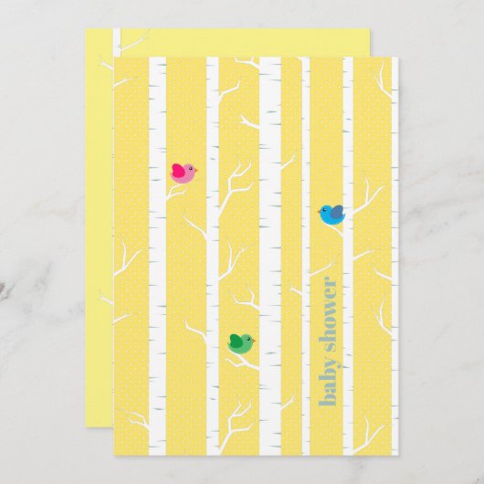 かわいいウッドランドの森男女兼用の赤ちゃんシャワー 招待状 (正面/裏面)