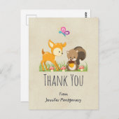かわいいウッドランドの生き物の漫画ありがとう ポストカード (正面/裏面)